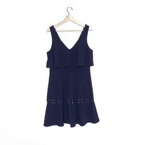 BELLE Badgley Mischka navy v-neck cocktail dress